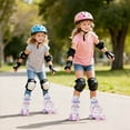 thumbnail image 2 of Costway 4 Sizes Adjustable Quad Skates with Light-up Wheels Safety Protection for Ages 8-13 Pink, 2 of 10