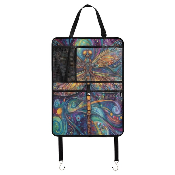 Qxltty Weird Style Dragonfly Car Seat Back Protectors 2 pack with 3 Pocket Storage Bag Universal Fit Automotive Interior Decoration