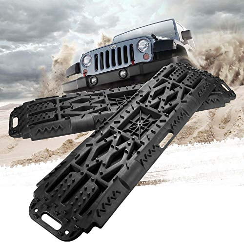 BUNKER INDUST Off-Road Traction Boards with Jack Lift Base, 2 Pcs Recovery Tracks Traction Mat for 4X4 Jeep Mud, Sand, Snow Traction Ladder-Black Tire Traction Tool