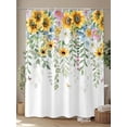 thumbnail image 4 of Sunflower Shower Curtain, Eucalyptus Leaf Floral Bathroom Decor Curtains Set with Hooks, Waterproof Fabric Home Accessories， 60 X 72 Inch Long, 4 of 6