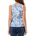 thumbnail image 4 of INSPIRE CHIC Women's Summer Tops Sleeveless V Neckline Wrap Tie Waist Tops XL Blue White-Floral, 4 of 7