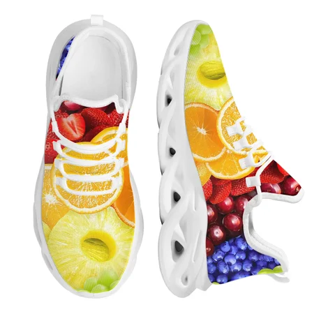 

Orange Banana Strawberry Fruit Print Mesh Sneakers for Women Lightweight Platform Shoes Female Cushion Zapatillas