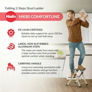 Hailo Folding 2 Step Non-Slip Stool for Home and Kitchen, MK80, Silver/Black