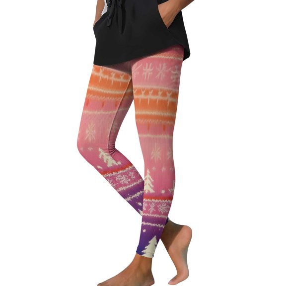 Women Fall Clothes Ladies Christmas Leggings High Waisted Yoga Pants with Christmas Print for Women Workout Leggings Full Length Gym Running My Items