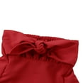 thumbnail image 4 of Baby Girls Off Shoulder Romper with Bow-knot Ruffle Bodysuit One-Piece Jumpsuit, 4 of 6