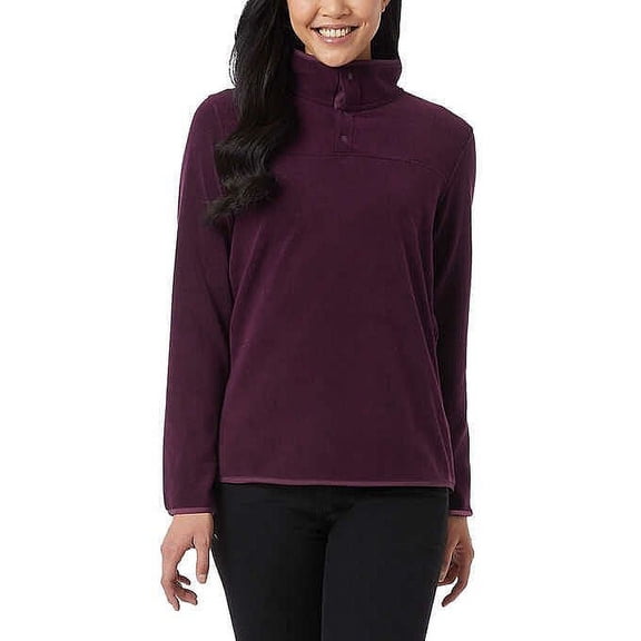 32 Degrees Heat Womens Midweight Snap Arctic Fleece Pullover Size: M, Color: Port Grape
