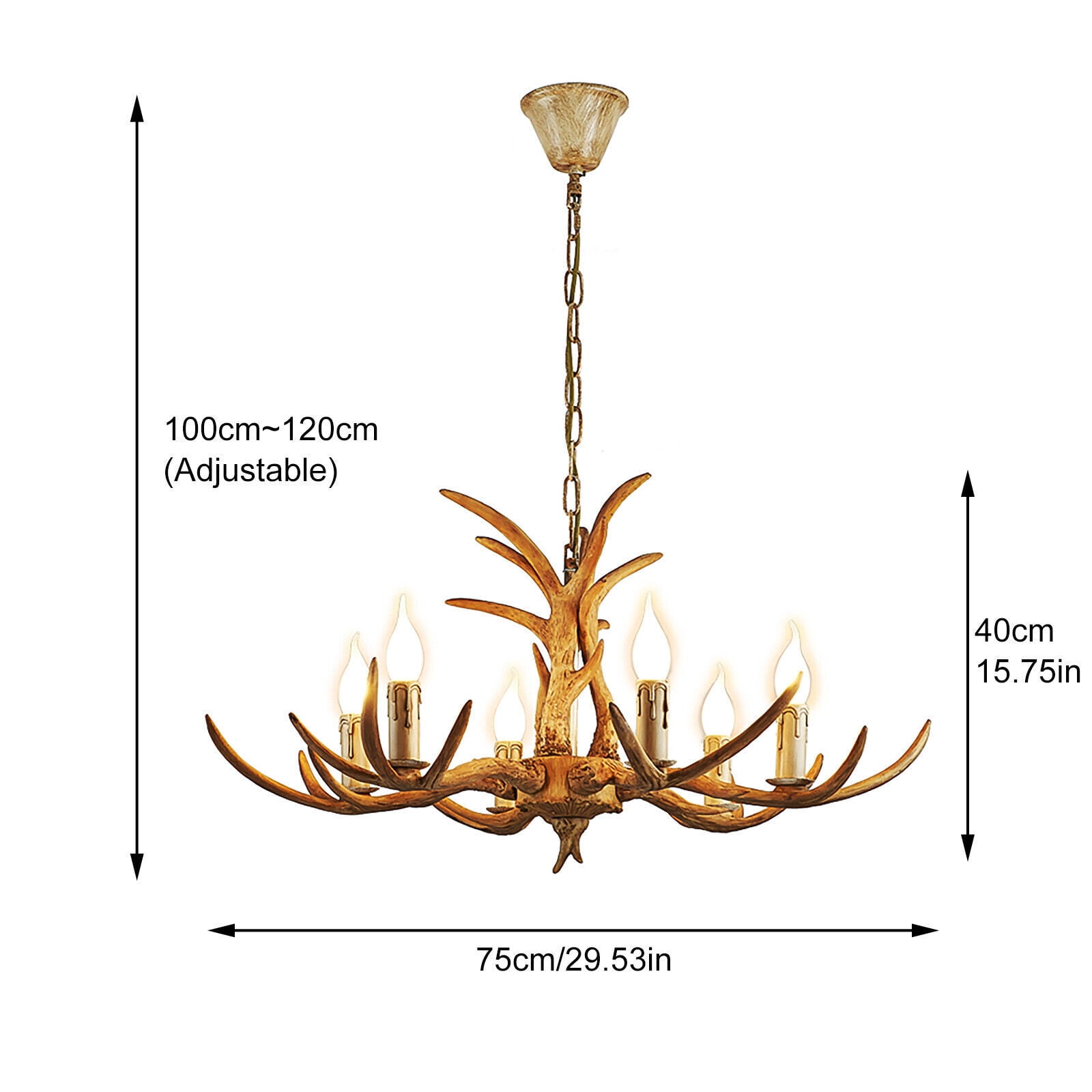 1 PCS Brown Antler Chandelier, Antler Ceiling Light, 6 Light Chandelier, Voltage: 110V