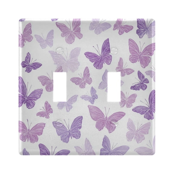 WOBOGO Purple Butterfly 2-hole Switch Plates PC Flame Retardant Plastic Material Glossy Finish Smooth Touch 4.56x4.48x0.27in