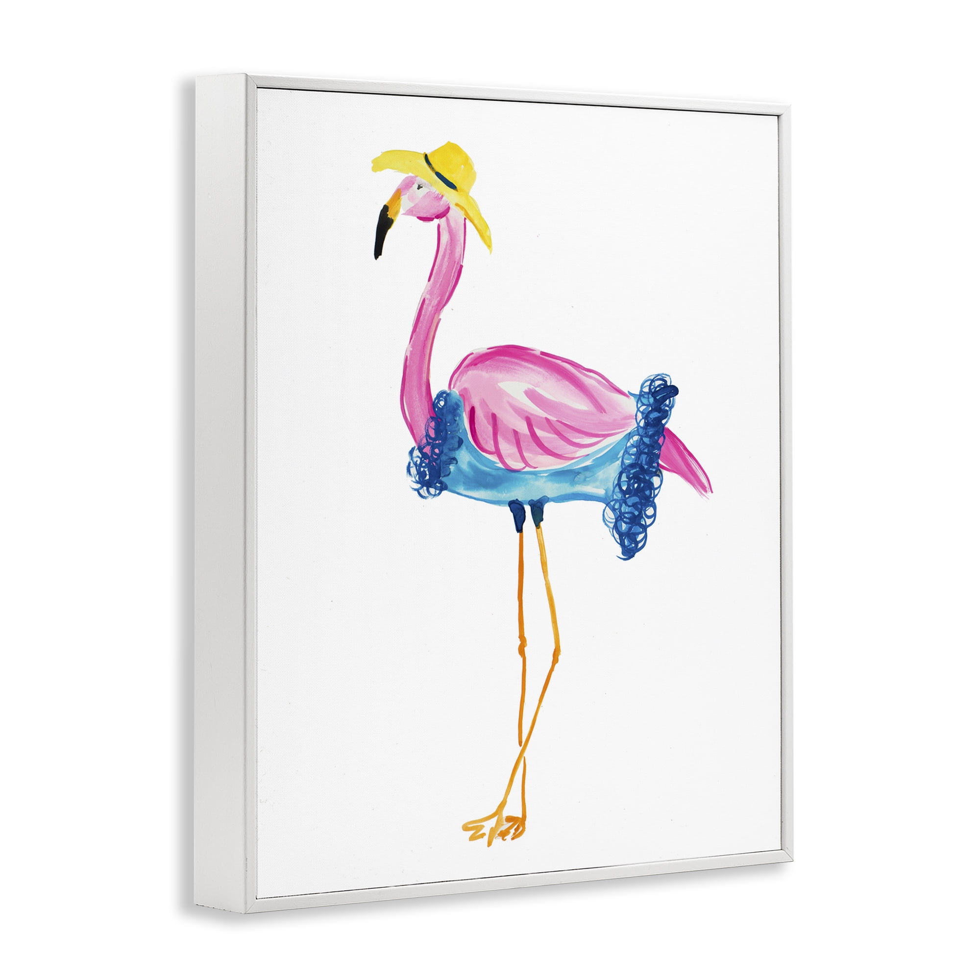 Stupell Industries Glamorous Beach Flamingo Animals & Insects Painting White Framed Art Print Wall Art, 11 x 14