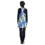 Modest Sea Sabrina 1-Pc Swim Dress Burkini Small Blue Floral Print