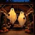 thumbnail image 5 of Halloween Hanging Ghost Decorations Set of 2, Spooky Outdoor Yard Ornaments with Witch Hat & Lantern Details, Holiday Porch Garden Display, 5 of 6