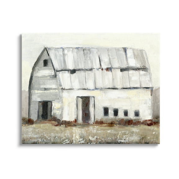 Stupell Industries Rustic White Barn Among Countryside Nature Grasses Painting Gallery Wrapped Canvas Print Wall Art, Design by Sally Swatland