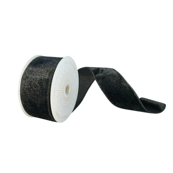 Vickerman QTX17794 2.5 in. x 10 yards Plush Velvet Christmas Ribbon, Black