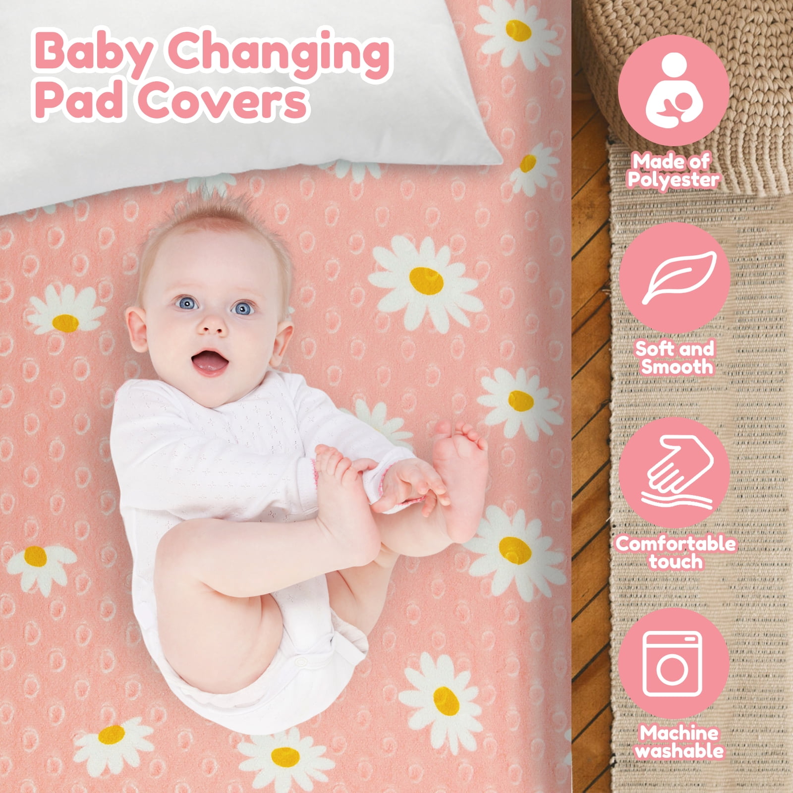 Baby Diaper Pad Cover Comfortable Pretty Changing Table Sheet Set Soft Flexible Baby Changing Pad Cover Kit for Little Girls