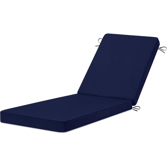 Chaise Lounge Cushions Outdoor, 72"x21"x3" Triple-Waterproof Outdoor Chair Cushion with Removable Cover, 4 Adjustable Ties Lounge Chair Cushions for Outdoor Furniture, Navy