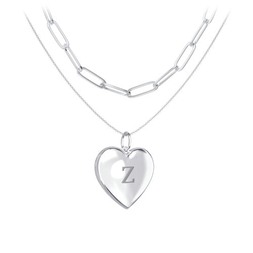 Collier Superposé avec Médaillon et Chaîne Trombone
