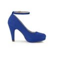 thumbnail image 3 of BLISSFUL STEP Chaussures pour Femmes Bout Rond Talon Aiguille Bride à la Cheville Escarpins Bleu Foncé 9.5, 3 of 7