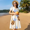 thumbnail image 4 of Naloa A Bee Print Womens Summer A-Line Dress with Pockets,Short Sleeve Dresses,Flowy Beach Swing Dress for Vacation Travel, 4 of 6