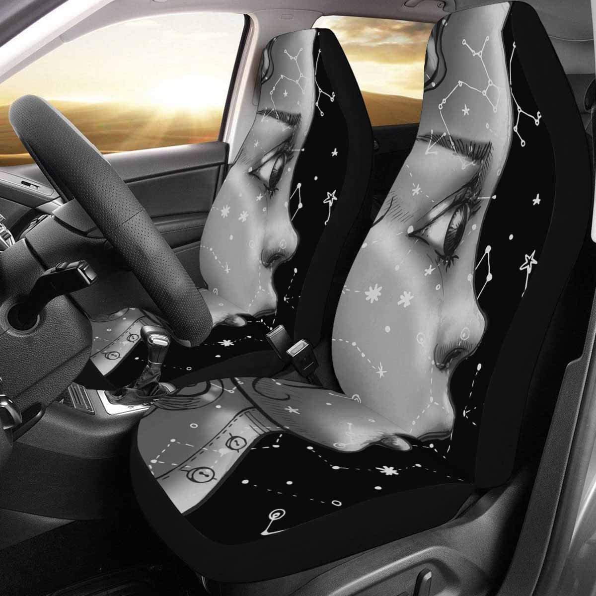HATIART Set of 2 Car Seat Covers Black White Girl Profile Face Universal Auto Front Seats Protector Fits for Car SUV Sedan Truck Walmart