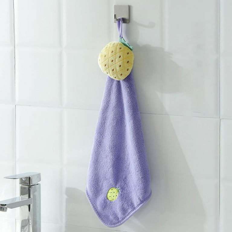 Travelwant Hanging Hand Towels with Hanging Loop Absorbent Coral Fleece  Bathroom Hand Towels Soft Thick Dish Cloth Hand Dry Towels Round Hand Towels  for Kitchen Bathroom Hanging 