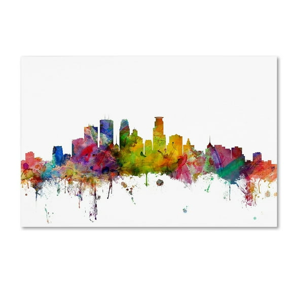 Trademark Fine Art Michael Tompsett Minneapolis Minnesota Skyline Canvas Wall Art - 16x24