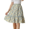 thumbnail image 1 of Falda Floral Fluida Con Volantes En El Dobladillo Para Mujer Blanco Amarillo M, 1 of 6