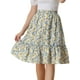 thumbnail image 1 of Falda Floral Fluida Con Volantes En El Dobladillo Para Mujer Blanco Amarillo M, 1 of 6