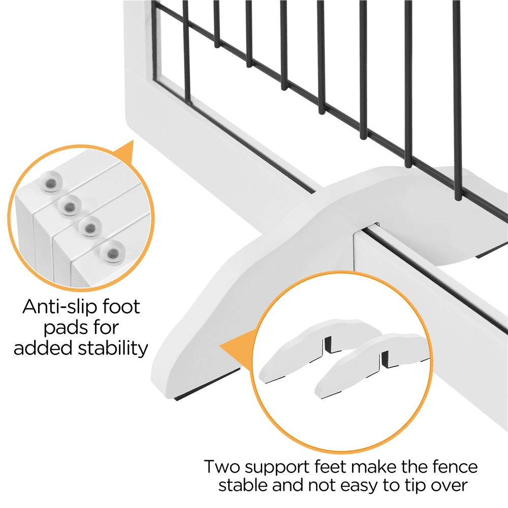 Yaheetech 31" H Dog Gate 4-Panel Pet Gate Indoor with 2 Support Feet for Dogs, White
