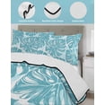 thumbnail image 4 of Quilts Full Size Bedding Set, Teal Blue Monstera Deliciosa Lightweight Quilted Comforter, Summer Botanical Tropical Soft Reversible Bedspread Coverlet with Pillow Covers for All Season, 78" x 90", 4 of 7