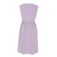 thumbnail image 5 of VBVC Women's Crew Neck Sleeveless Midi Dress , Ladies' Empire Waist Pleated A-Line Dress , Summer Casual Flowy Sundress For Women,Dark Blue,S-2XL, 5 of 8