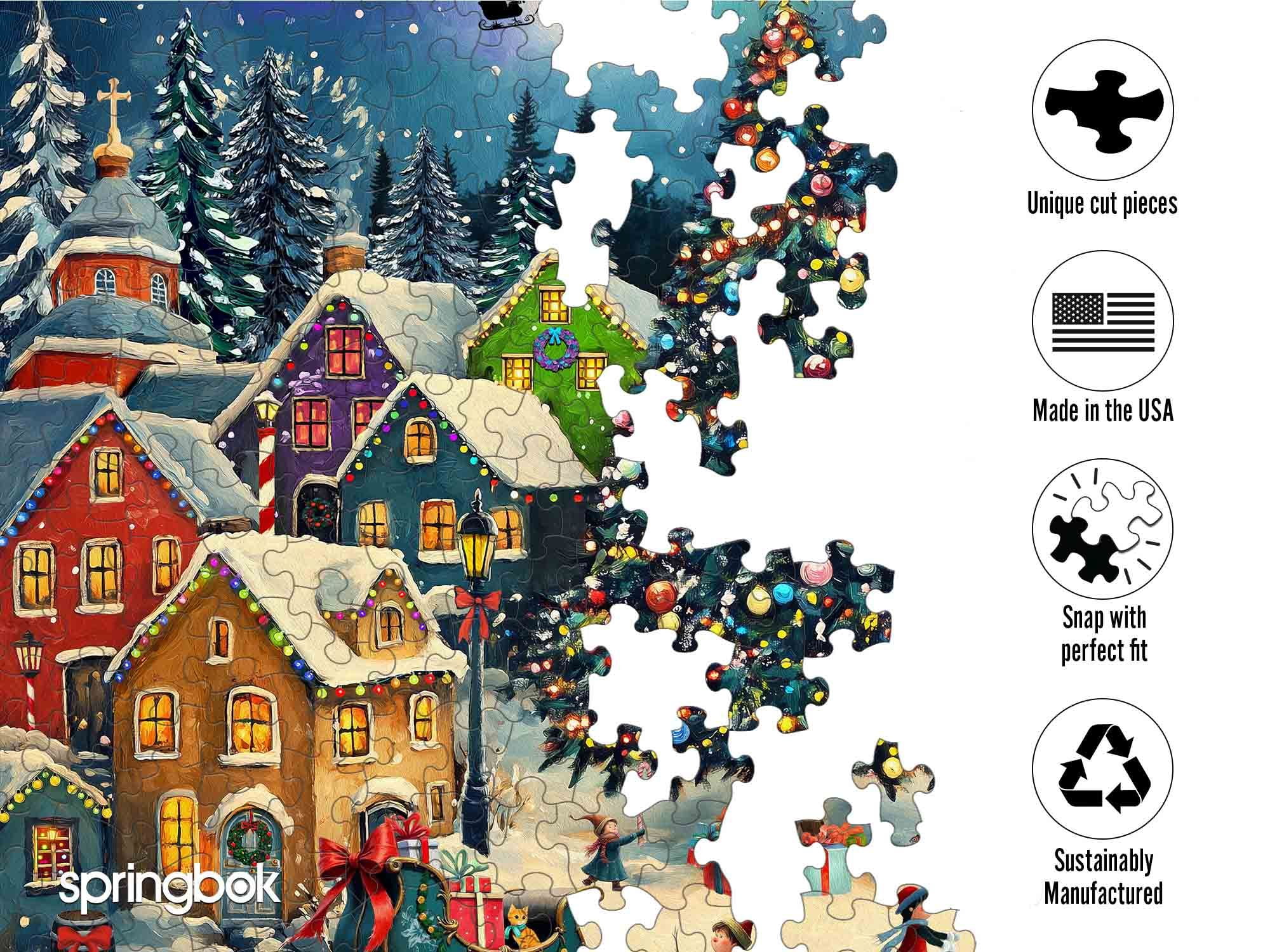 Springbok 500 Piece Festive Christmas Village Jigsaw Puzzle for Adults