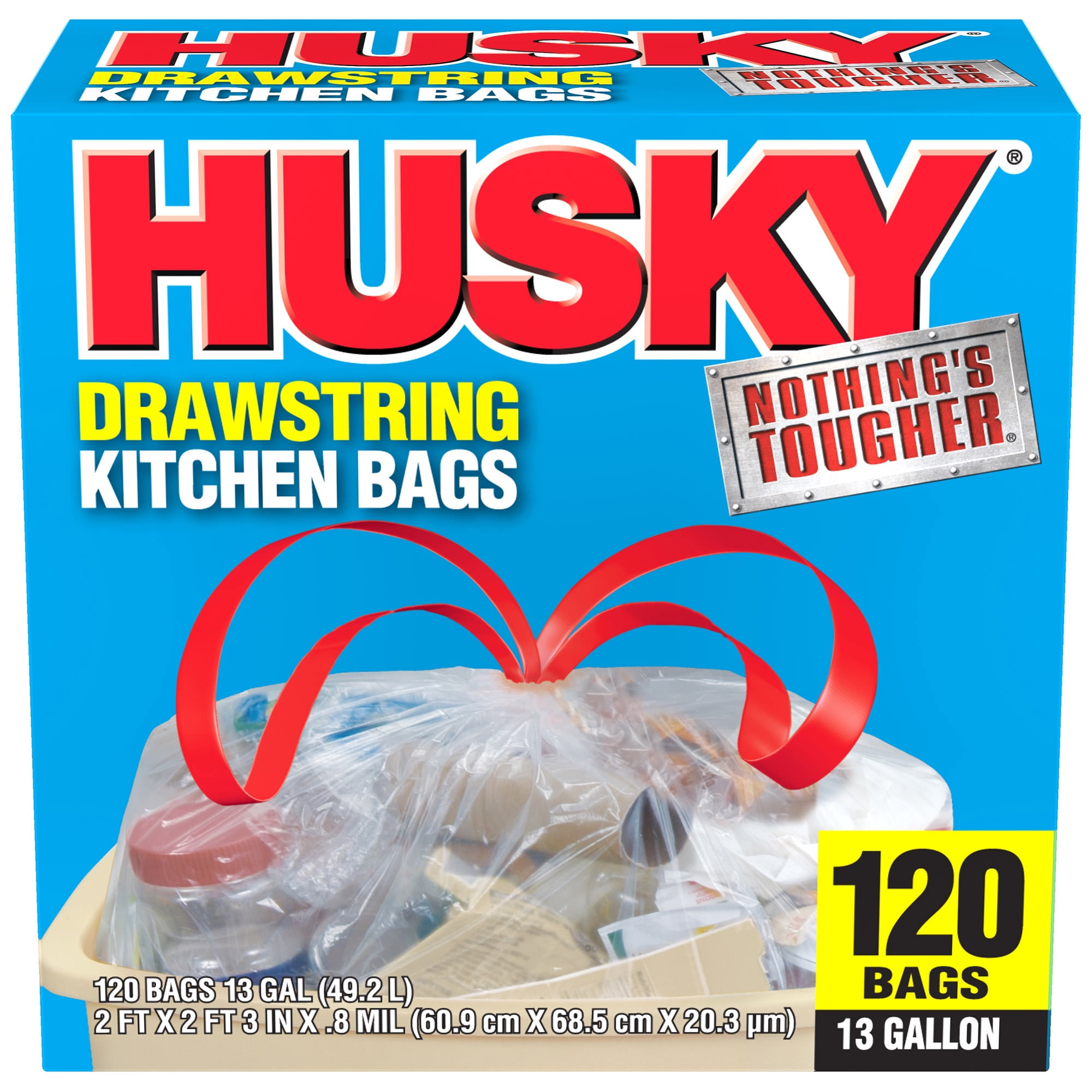 Pekky 3 Gallon Small Drawstring Trash Bags, Clear (120 Counts/3 Rolls)