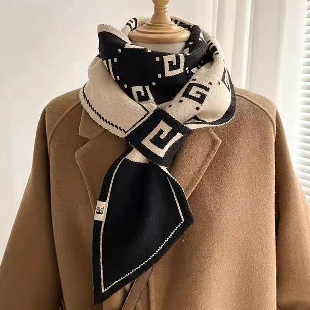 Bufanda de punto de combinación completa de moda de otoño e invierno, bufanda decorativa de lana pequeña, orejas pequeñas tejidas
