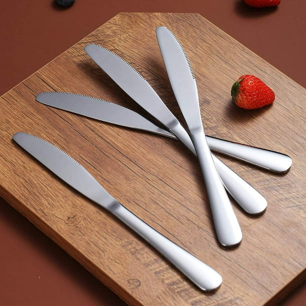 Lot de 6 couteaux de table, couteau de table miroir brillant en acier  inoxydable CPDD, couteaux de table épandeur de couteau à beurre robustes et  lavables au lave-vaisselle 