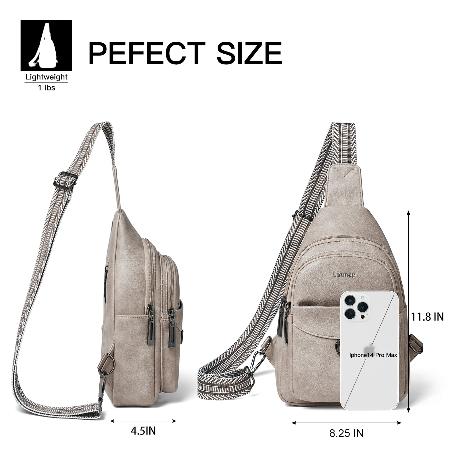 7L Crossbody Sling Bag, Anti-Theft Travel Chest & Belt Bag for Women and Men, Faux Leather