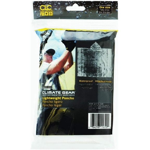 CLC Custom Leathercraft R11610 Clear Disposable Poncho, One Size