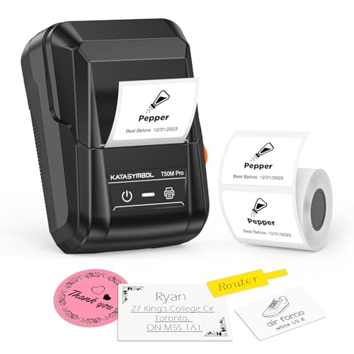 Máquina etiquetadora SUPVAN T50M Pro con Bluetooth y cinta, etiquetas anchas e impermeables, aplicación versátil con 40 fuentes y más de 450 iconos, etiquetadora sin tinta para el hogar, la cocina, la