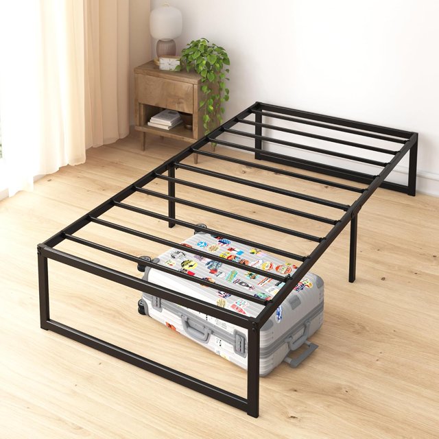 YANTONG Twin Bed Frame - ABEL 14 inch Metal Bed Frame with Steel Slat Support, No Box Spring Needed, Easy Assembly - Minimalist Platform Bed in a Box with Underbed Storage Space, 5 Year Wrranty, Twin