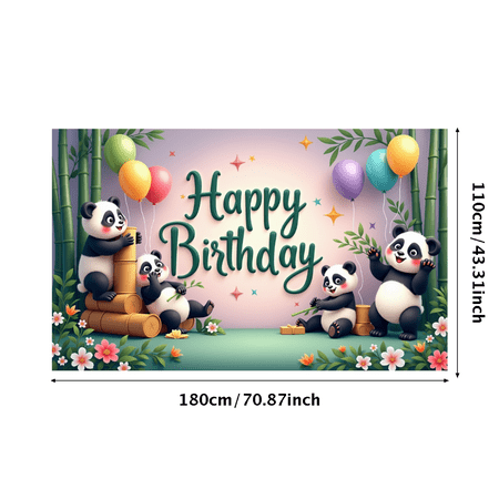 Colorful Theme Happy Birthday Panda Style Animal Balloons Party Banner for Kids Celebration Indoor Decoration