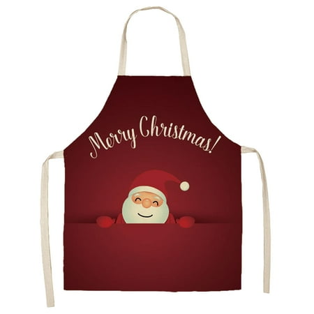 

Christmas Cleaning Apron | Practical Washable Reusable Christmas Snowman Santa Elk Pattern Apron | Comfortable Durable Cleaning Apron for Family Gathering Christmas Party