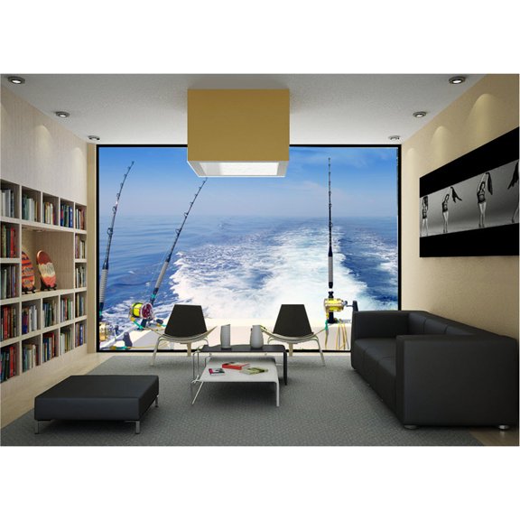 Startonight Mural Wall Art Fishing from Home Illuminated Sports Wallpaper Photo 5 Stars Gift Large 10 x 28,82  x 50,4  Total 84x 12'