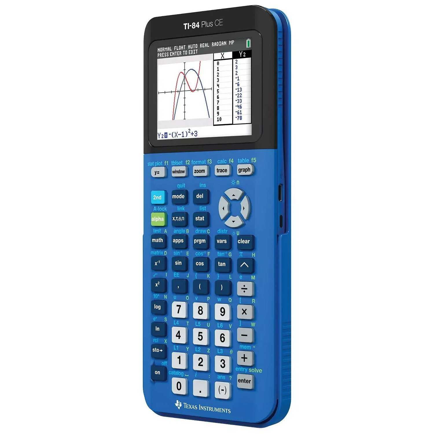 Pre-Owned Texas Instruments TI-84 Plus CE Graphing Calculator, Bionic Blue, 3-Pack, Rechargeable, High School and College