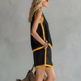 thumbnail image 6 of Women's Summer Casual 2 Piece Outfits Color Block Trim Sleeveless Crewneck Tank Tops and Wide Leg Shorts Sets Lounge Beach Vacation Sets Black, 6 of 6