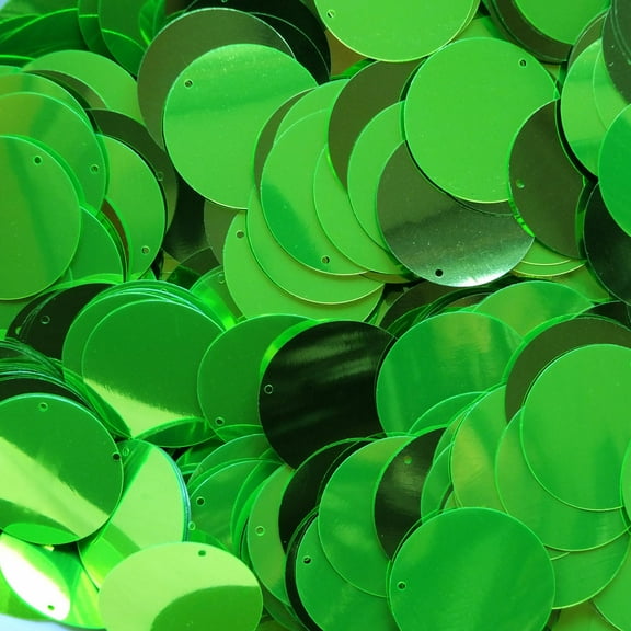 Lime Green Sequins 24mm Top Hole Shiny Metallic Made in USA