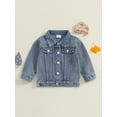 thumbnail image 3 of Suealasg Toddler Boys Girls Jean Jackets Kids Baby Outwear Long Sleeve Lapel Letter Print Denim Jacket for Girls Boys Fall Winter Denim Coat Outerwear, 3 of 8
