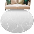 thumbnail image 2 of Round Area Rug 5ft,Gray Ripple White Geometric Stripes Washable Carpet Non-Slip Runner Accent Rugs Indoor Floor Mat for Bedroom Living Room Decor,Modern Abstract Line Art, 2 of 9