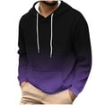 thumbnail image 2 of YueHuiYing Gradient Color Sweatshirt Mens Color Pullover Casual Lightweight Long Sleeve Drawstring Hooded Fall Outfit With Pocket, 2 of 5