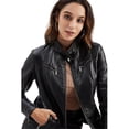 thumbnail image 2 of Women's Faux Leather Motocross Racer Jacket, 2 of 5