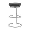 thumbnail image 2 of Benjara Vander 26" Gray Faux Leather and Brushed Stainless Steel Swivel Bar Stool, 2 of 5