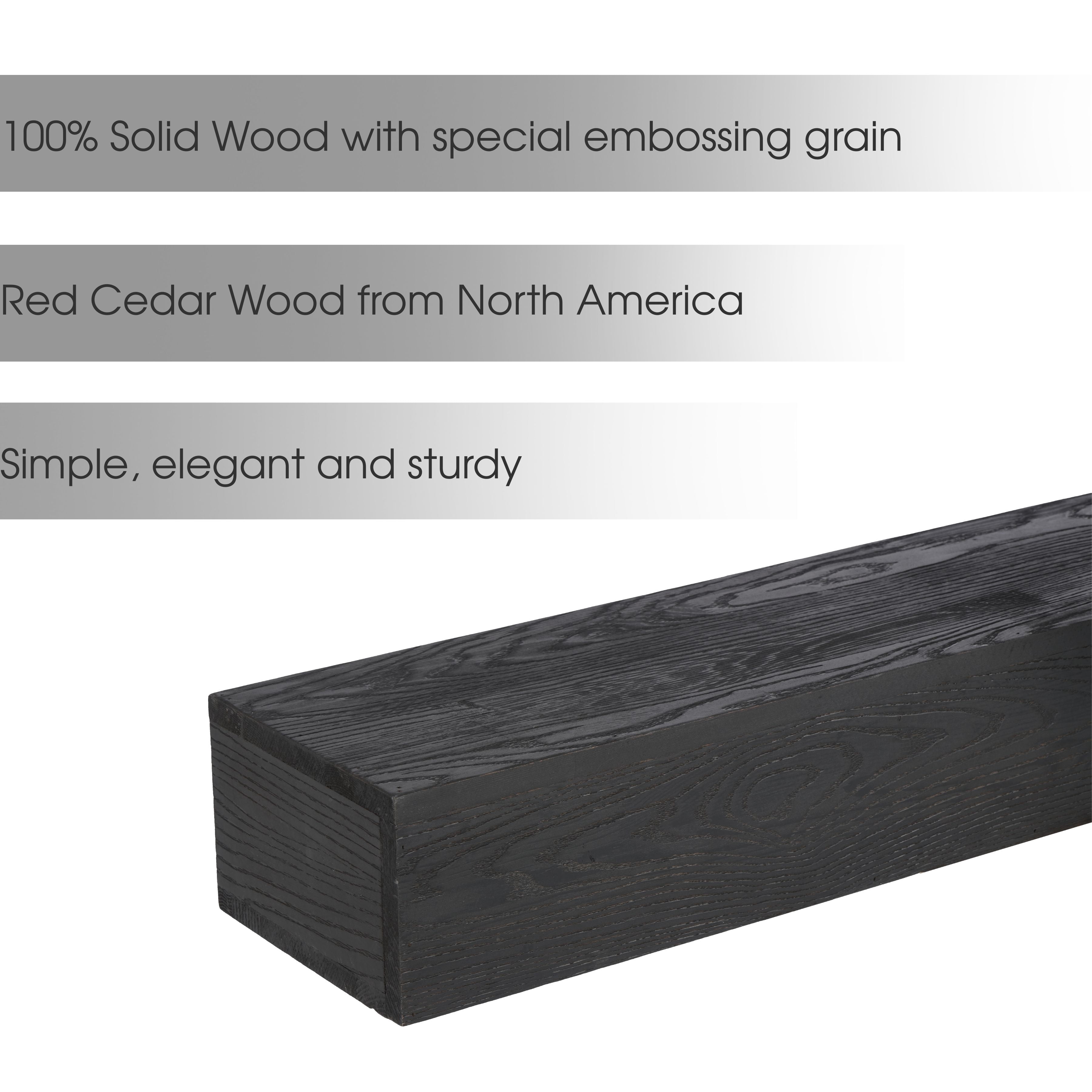 48" Fireplace Mantel Shelf,Solid Pine Wood Wall Mounted,Rustic Farmhouse Floating Shelf,Natural Finish for Home Decor,Black01